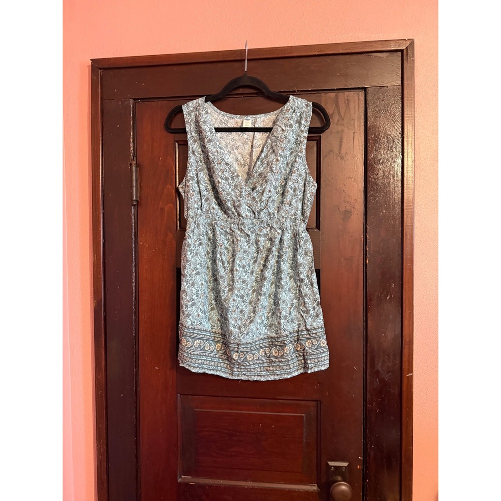 Old Navy Maternity Blue Floral Boho Surplice V-Neck Empire Waist Tank Top Small - Picture 2 of 5